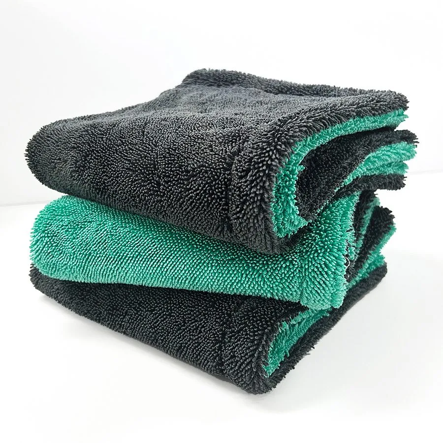 Serviette de séchage à boucle torsadée double couche | Détails automobiles haut de gamme et absorbant
