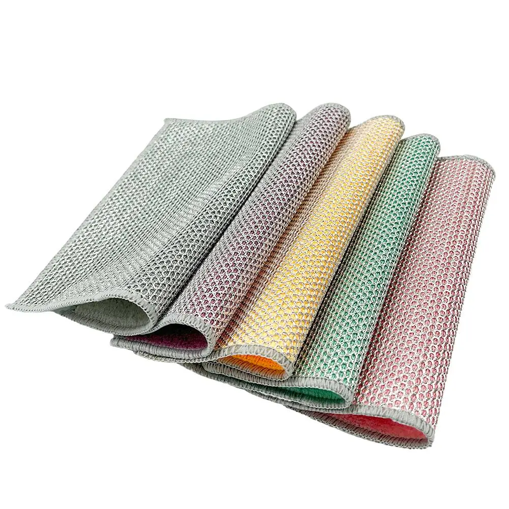 Chiffon de cuisine en fil d’argent double couche | Séchage rapide et élimination des taches