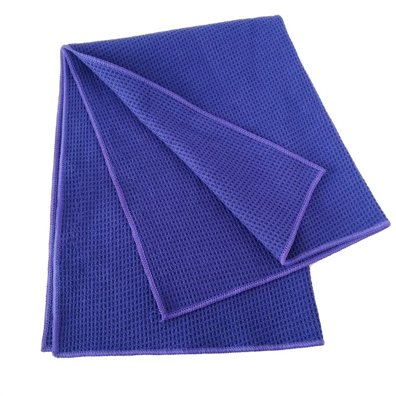 Serviette tissée gaufrée en microfibre violette de qualité supérieure | Vernis pour vitres et voitures non pelucheux
